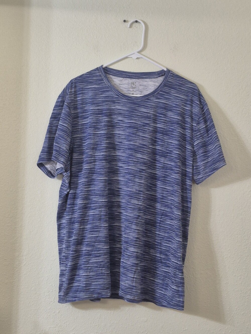 INC International Concepts Blue Space-Dye Short Sleeve Tee